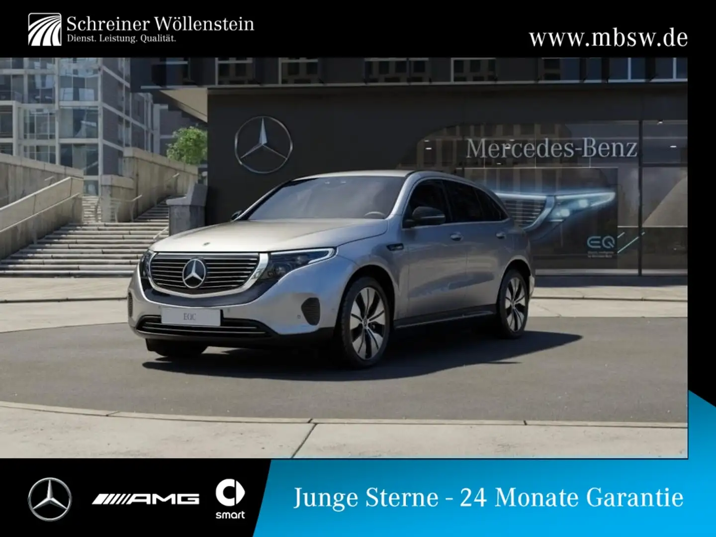 Mercedes-Benz EQC 400 4M Mbeam*RKam*PDC*AHK*MBUX*Navi*DAB*SHZ* Silber - 1