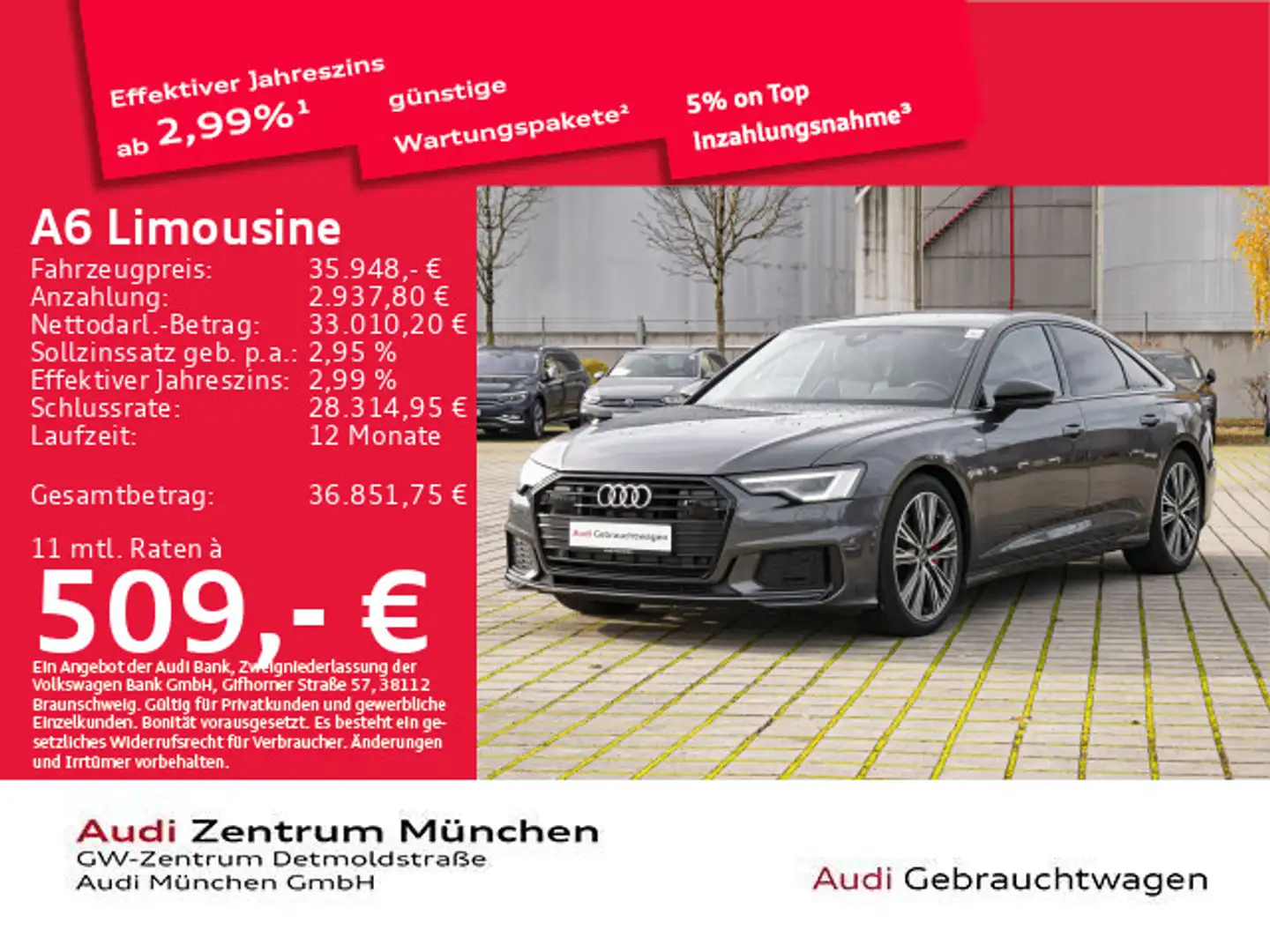 Audi A6 55 TFSI e advanced ACC/Virtual/Navi Grau - 1