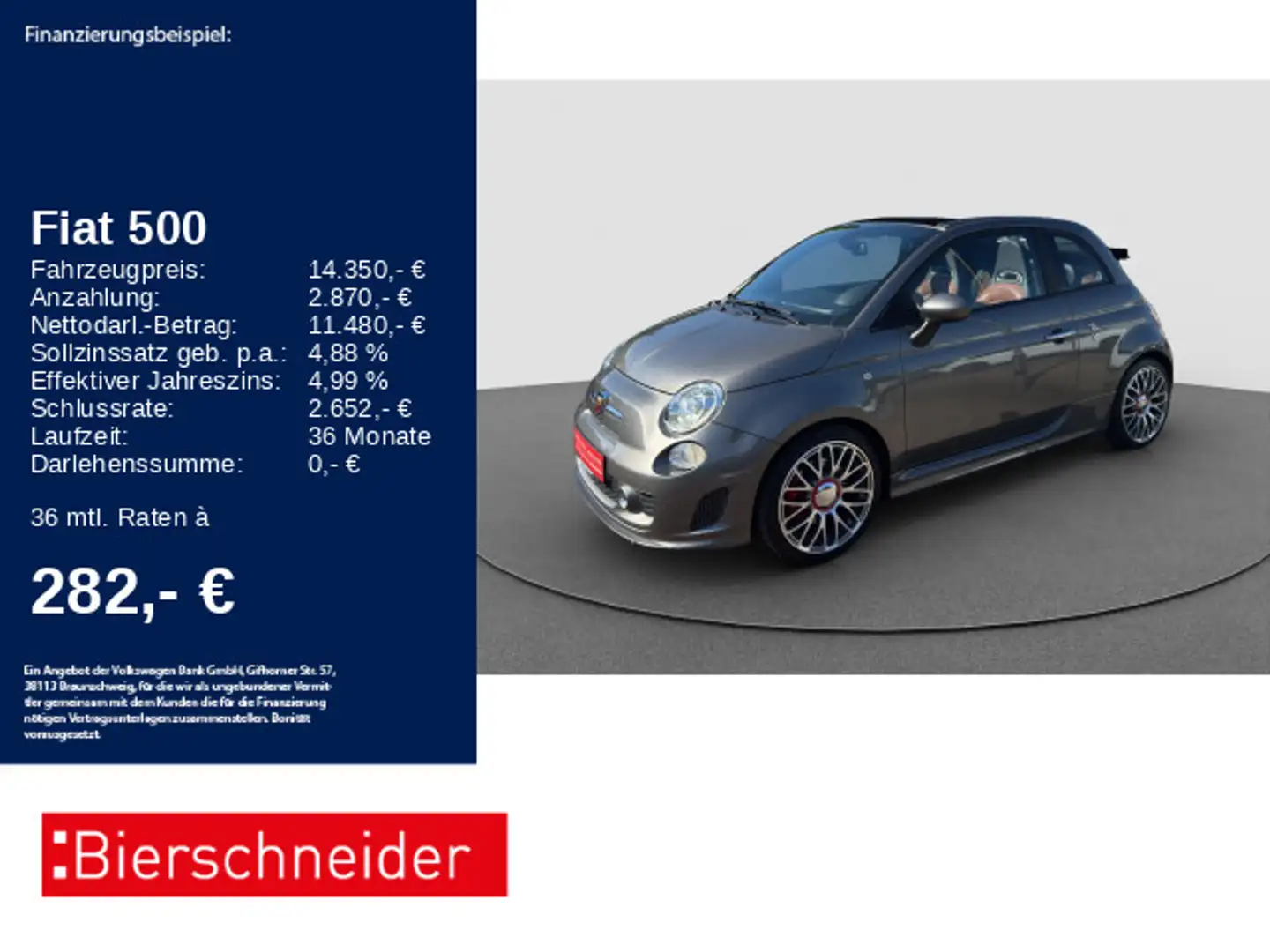 Fiat 500 Cabrio Abarth 595 C Turismo XENON LEDER PDC Gri - 1