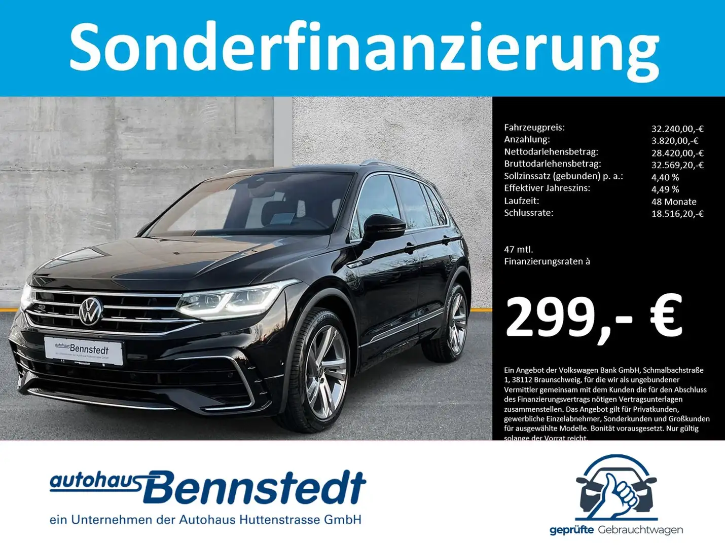 Volkswagen Tiguan 2.0 TDI R-Line LEDER PANO HuD AHK Schwarz - 1