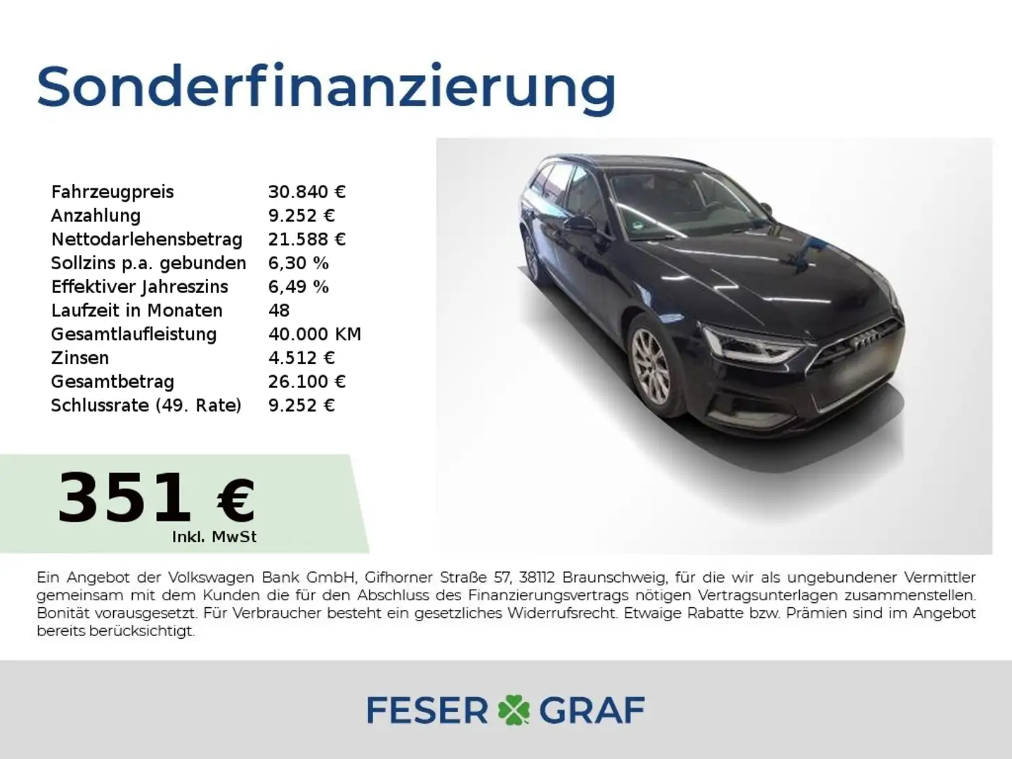 Audi A4 Avant 40 TDI qu Navi,Sportsitze,Sitzhzg Schwarz - 1