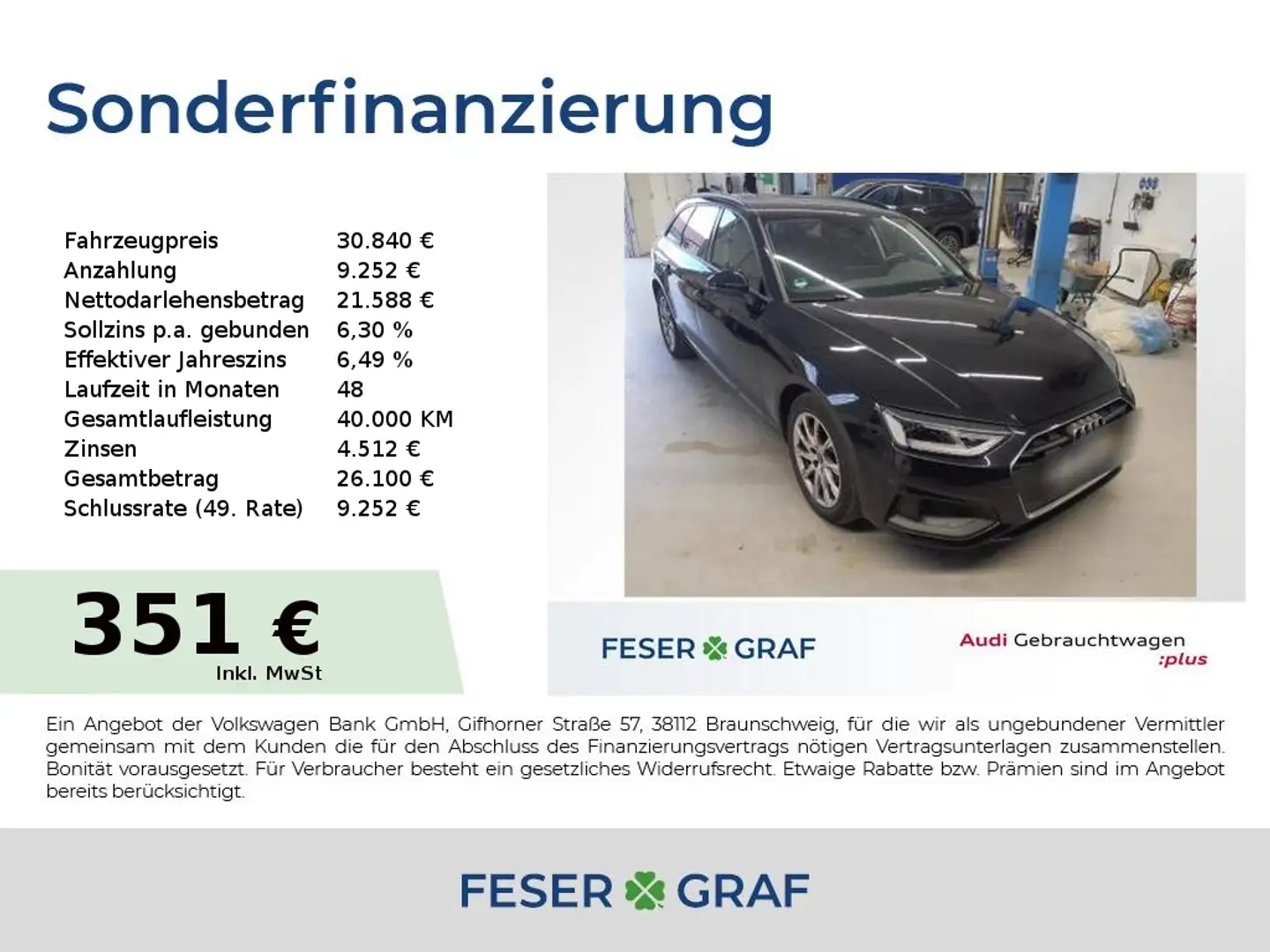 Audi A4 Avant 40 TDI qu Navi,Sportsitze,Sitzhzg Schwarz - 1