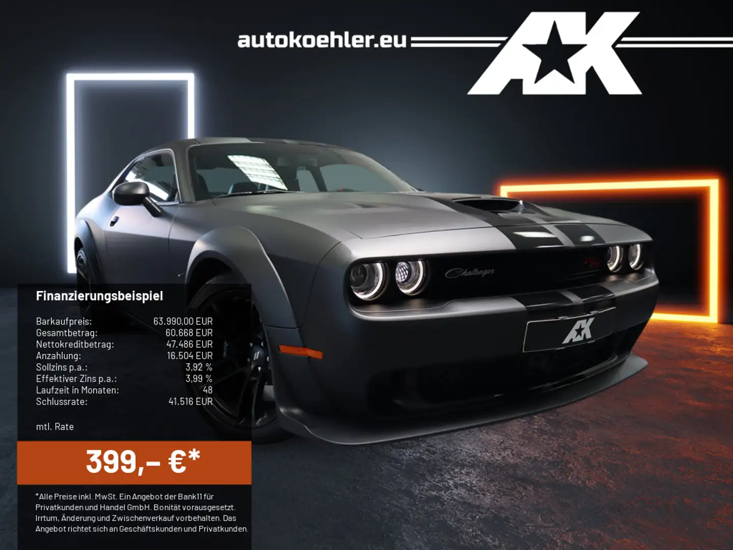 Dodge Challenger R/T 6.4 L ScatPack WideBody, Matt Black Grey - 1