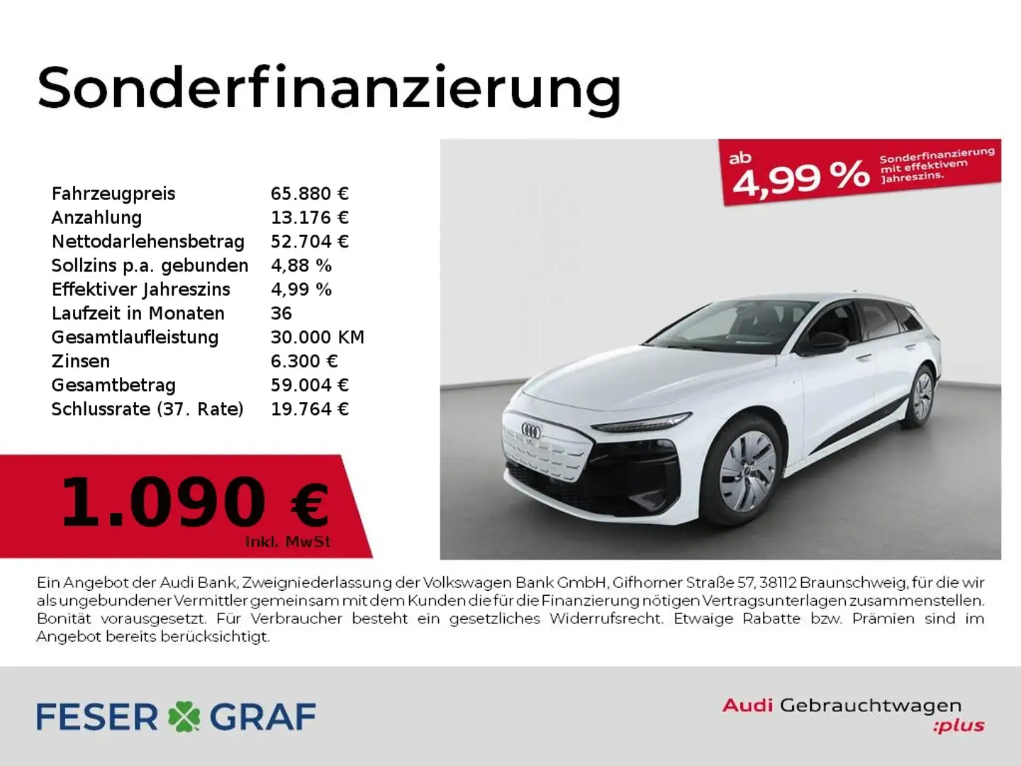 Audi A6 e-tron Avant S line performance LED/Navi/Alu21/360°/AHK Weiß - 1