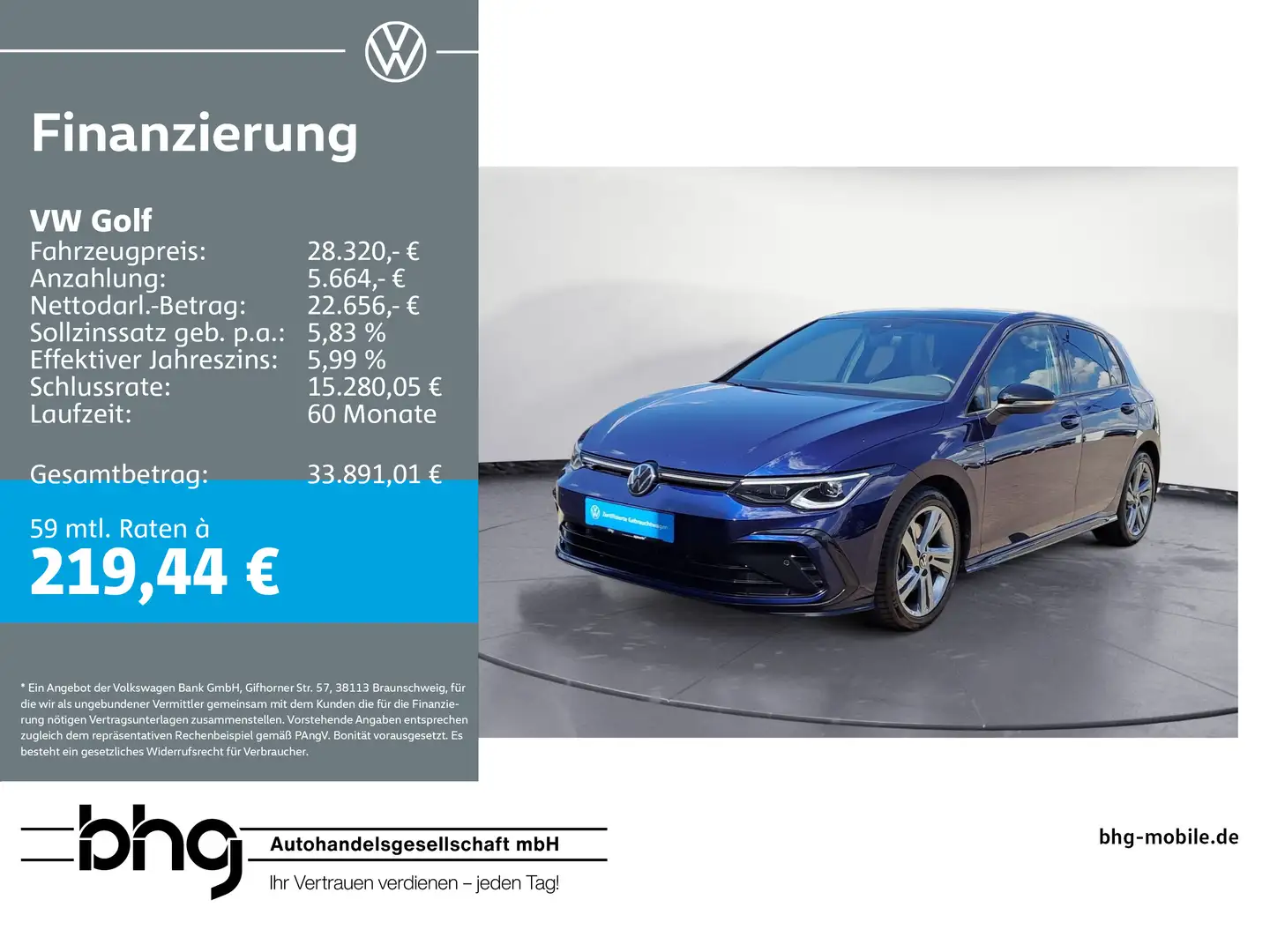 Volkswagen Golf 2.0 TSI DSG R-Line Navi LED-Plus AirCare Blau - 1
