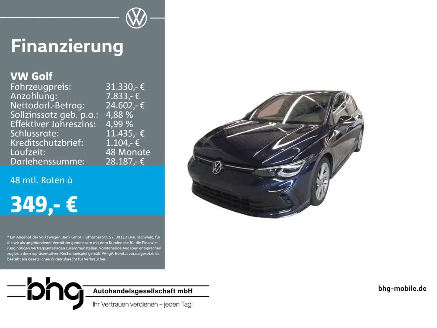Volkswagen Golf 2.0 TSI DSG R-Line Navi LED-Plus AirCare Blau - 1