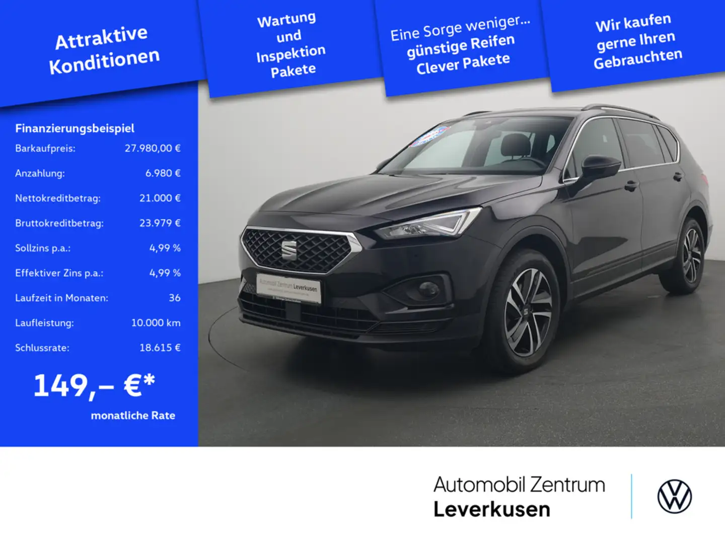 SEAT Tarraco Style 7-SITZER AHK ACC NAVI VIRT BEAT Schwarz - 1