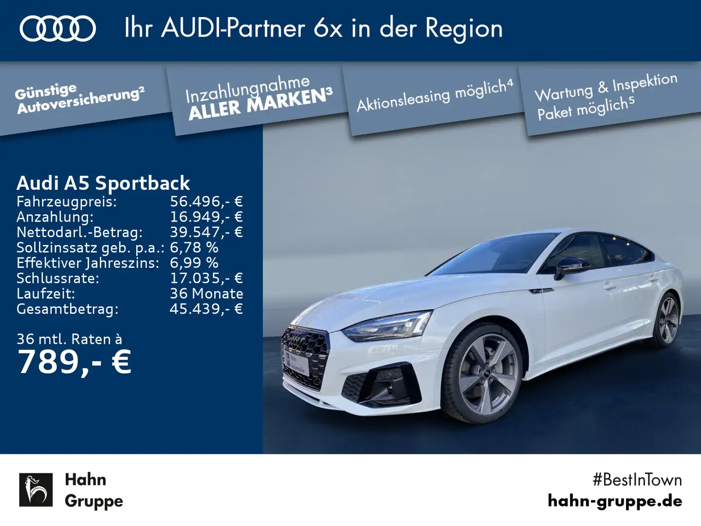 Audi A5 Audi A5 Sportback S line 40 TDI qua Weiß - 1