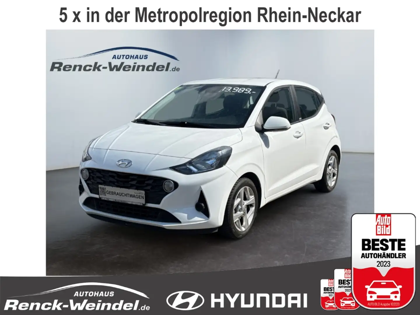Hyundai i10 Trend 1.0 Navi Apple CarPlay Android Auto Musikstr Blanc - 1