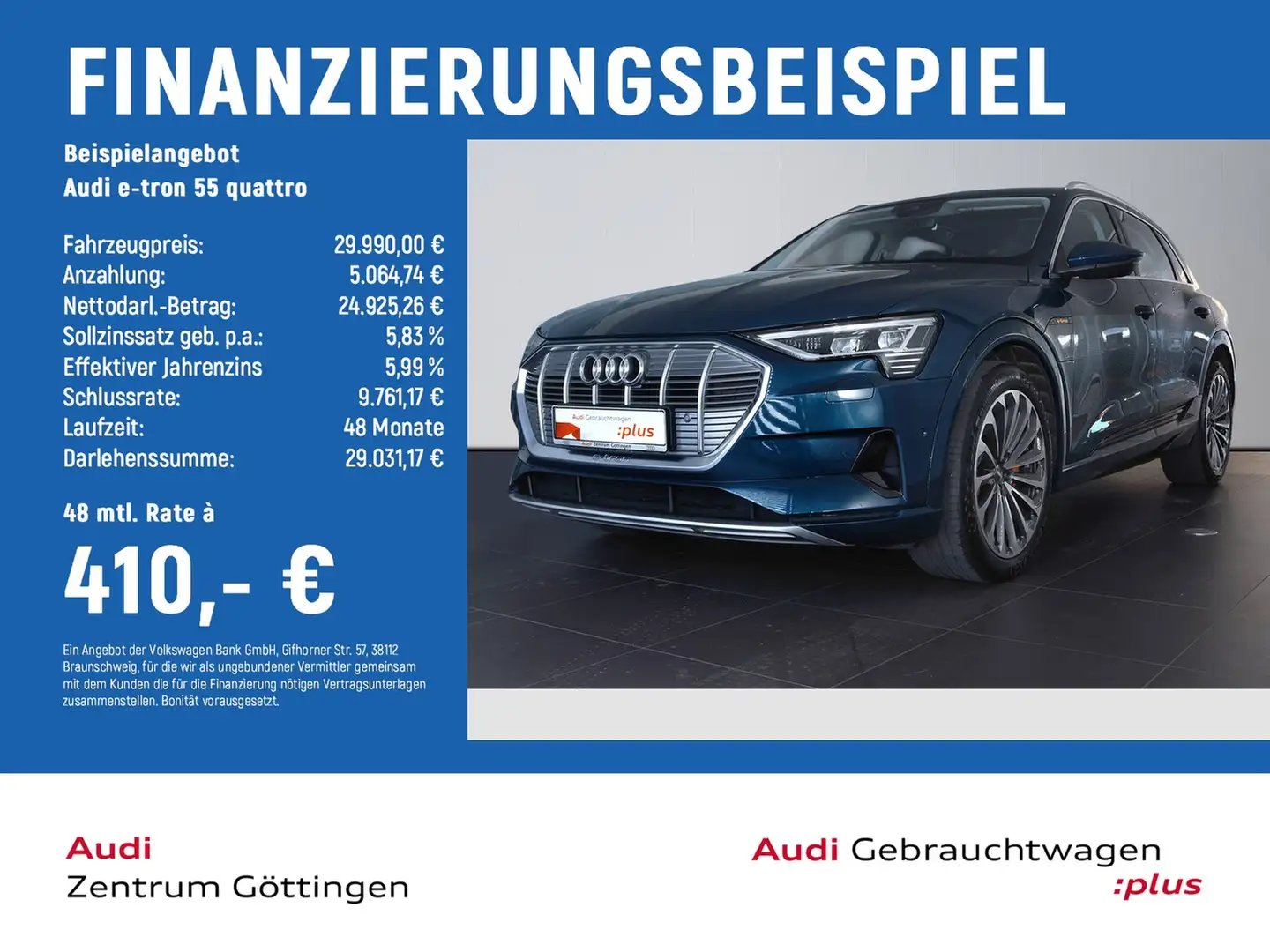 Audi e-tron 55 quattro advanced +MATRIX LED+HEAD UP Bleu - 2