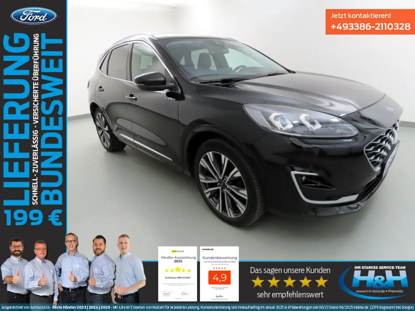 Ford Kuga 2.0 EcoBlue Aut. 4x4 Vignale AHK+LEDER+iACC Schwarz - 1