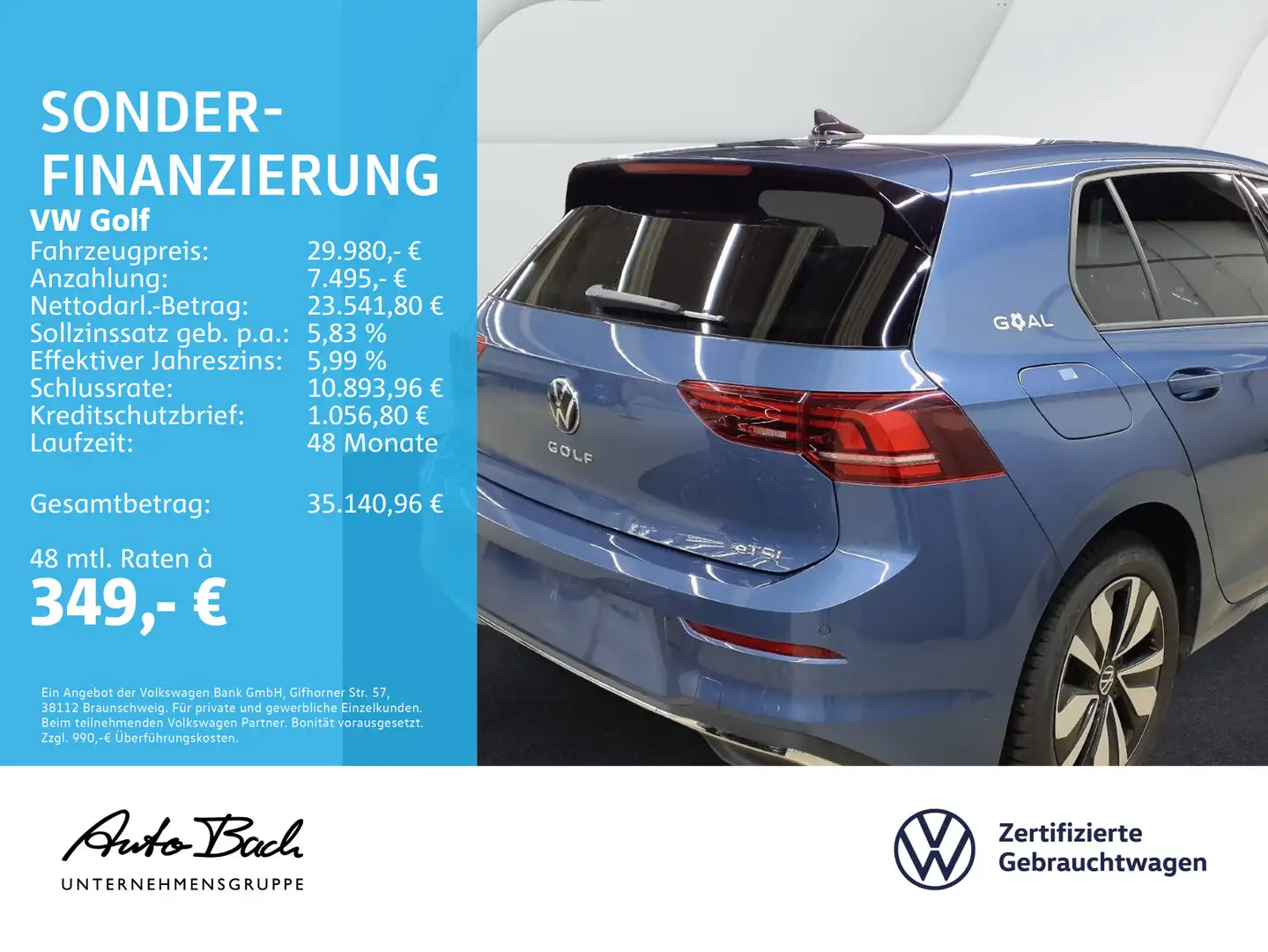 Volkswagen Golf VIII Goal 1.5 eTSI DSG Navi LED ACC EPH AHK Blau - 2