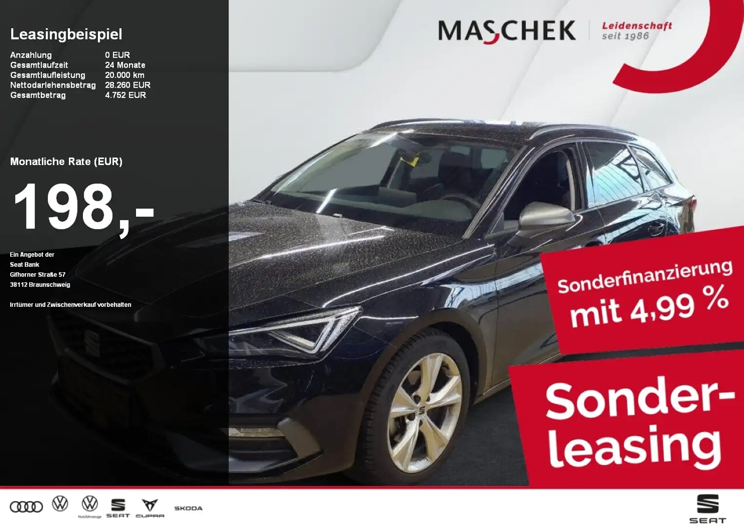 SEAT Leon ST FR 1.5 eTSI DSG Matrix Navi RearView ACC Noir - 1