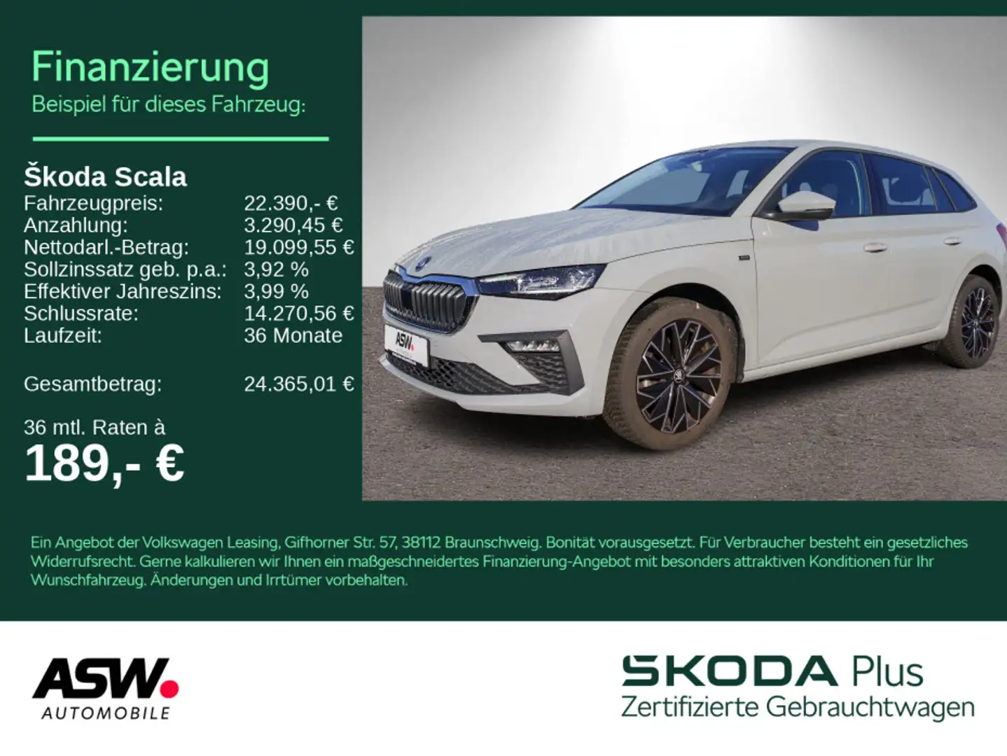 Skoda Scala Selection 1.0 TSI DSG LED Navi PDC ACC AHK Grau - 1