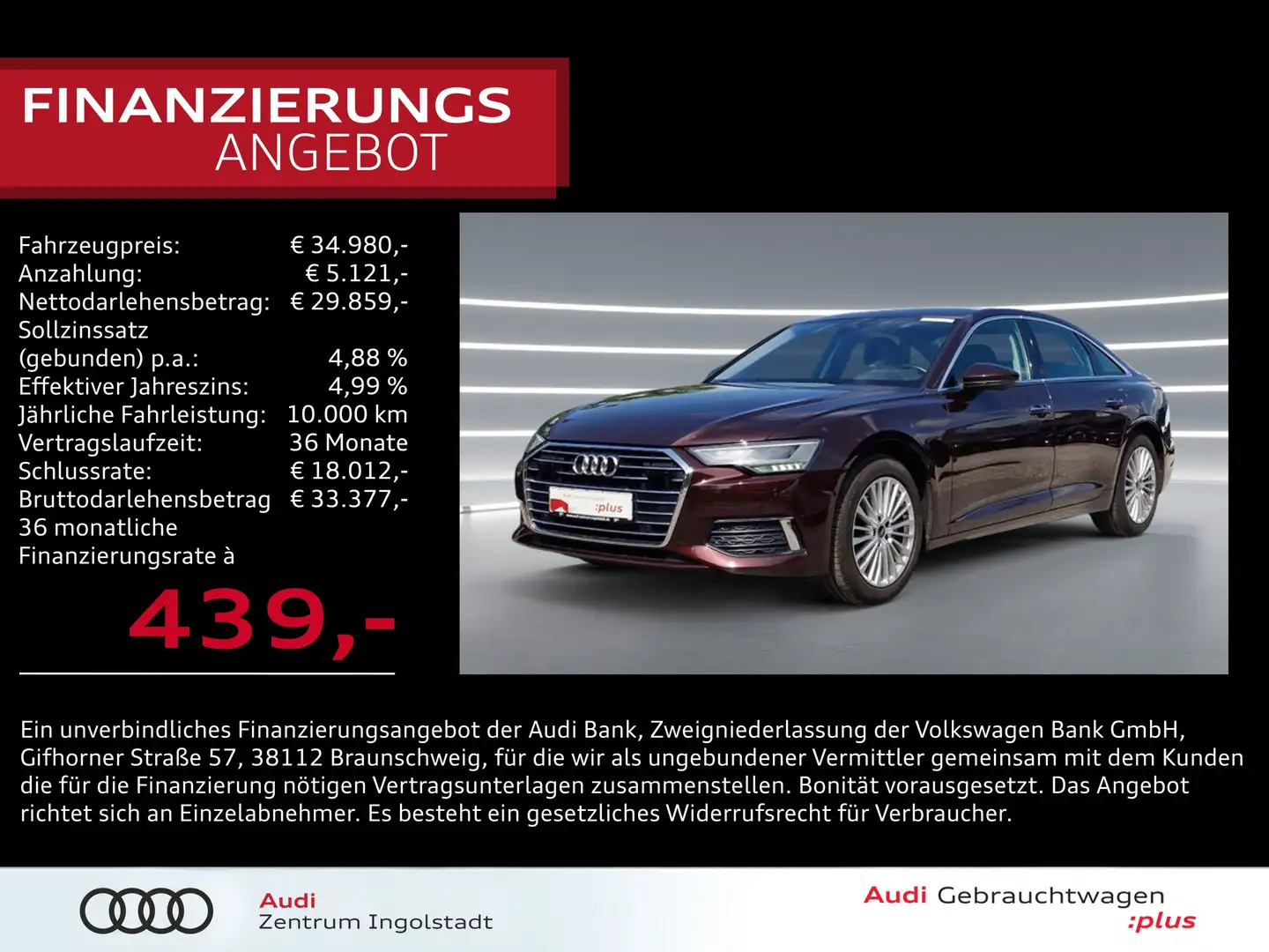 Audi A6 Limousine 35 TDI NAVI ACC virtual Kam. Design Rot - 1