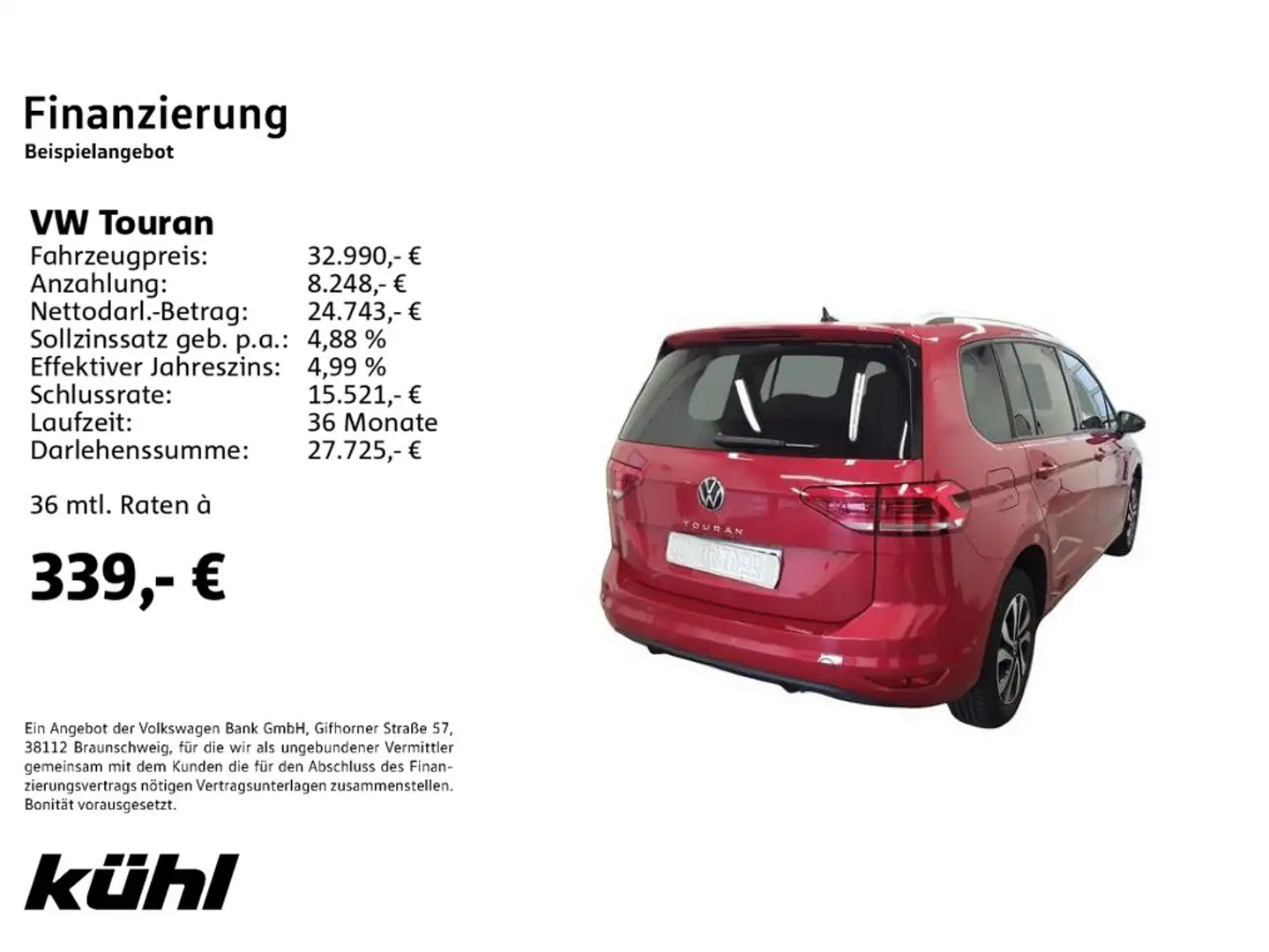 Volkswagen Touran 1.5 TSI DSG 7.Sitzer Active Navi,LED,Digi Rot - 2