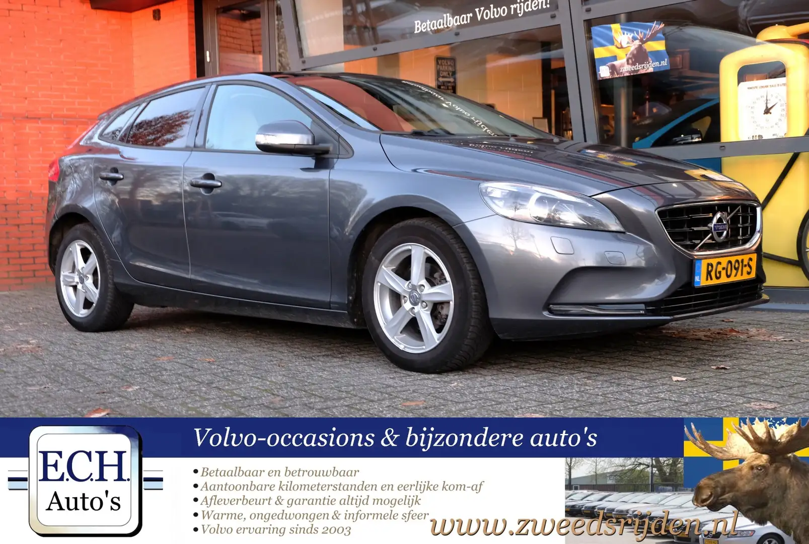 Volvo V40 1.6 D2 115 pk, Leer, Panoramadak, Stoelverwarming, Gris - 1
