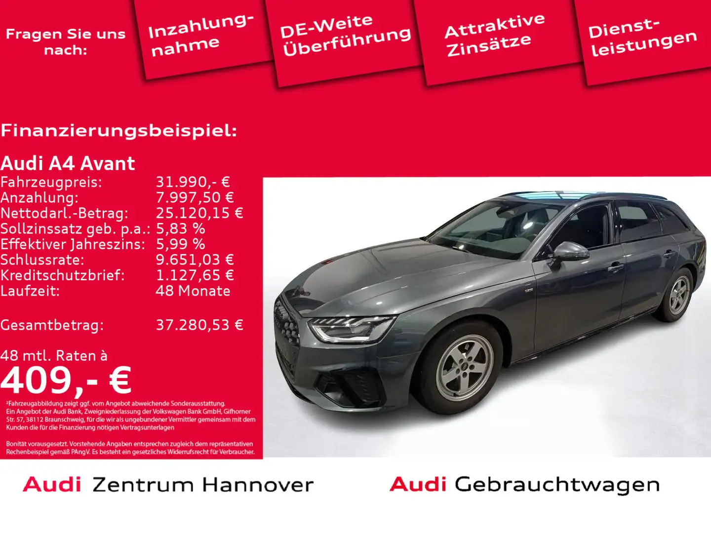 Audi A4 S line 35 TFSI AHK Navi virtual LED DAB Gris - 1