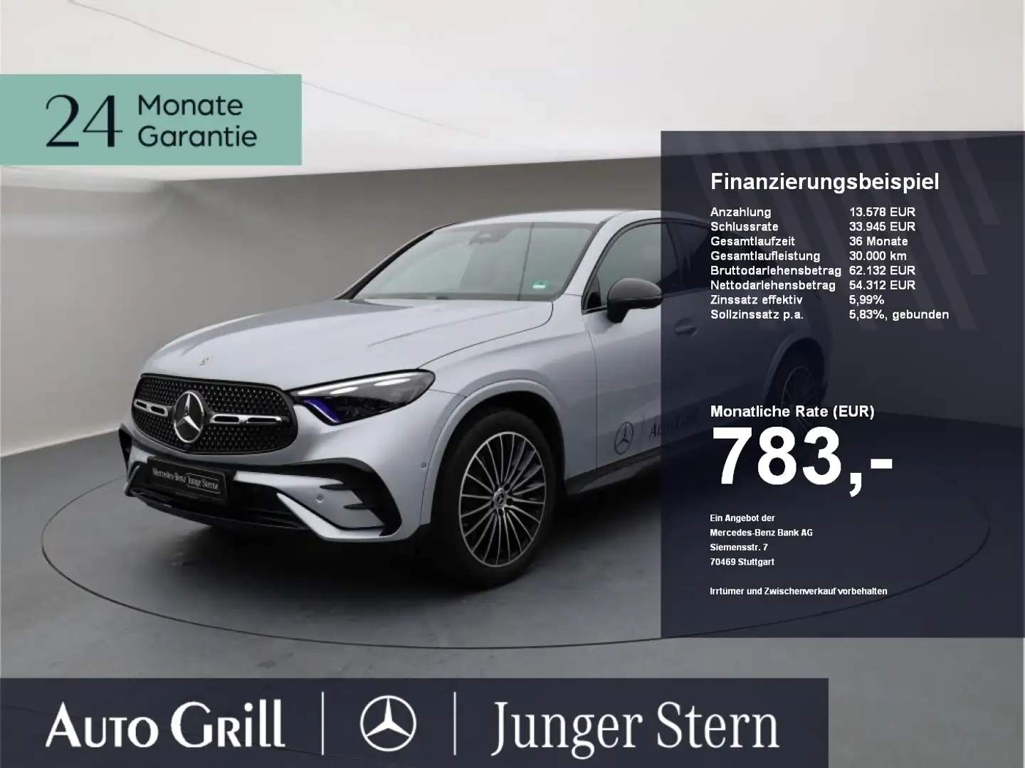 Mercedes-Benz GLC 220 d 4M Coupé AMG Ed Digital Light 360 AHK Silber - 1