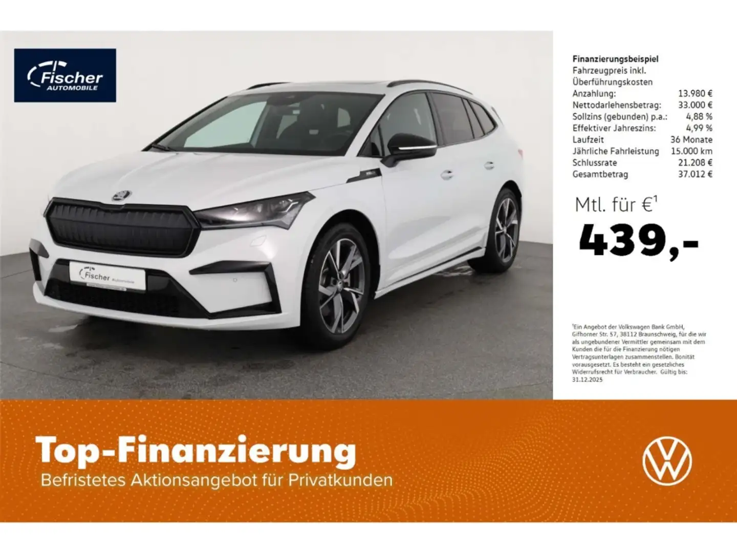 Skoda Enyaq Elektro Sportline 85 82 kWh W-Pumpe/AHK Weiß - 1