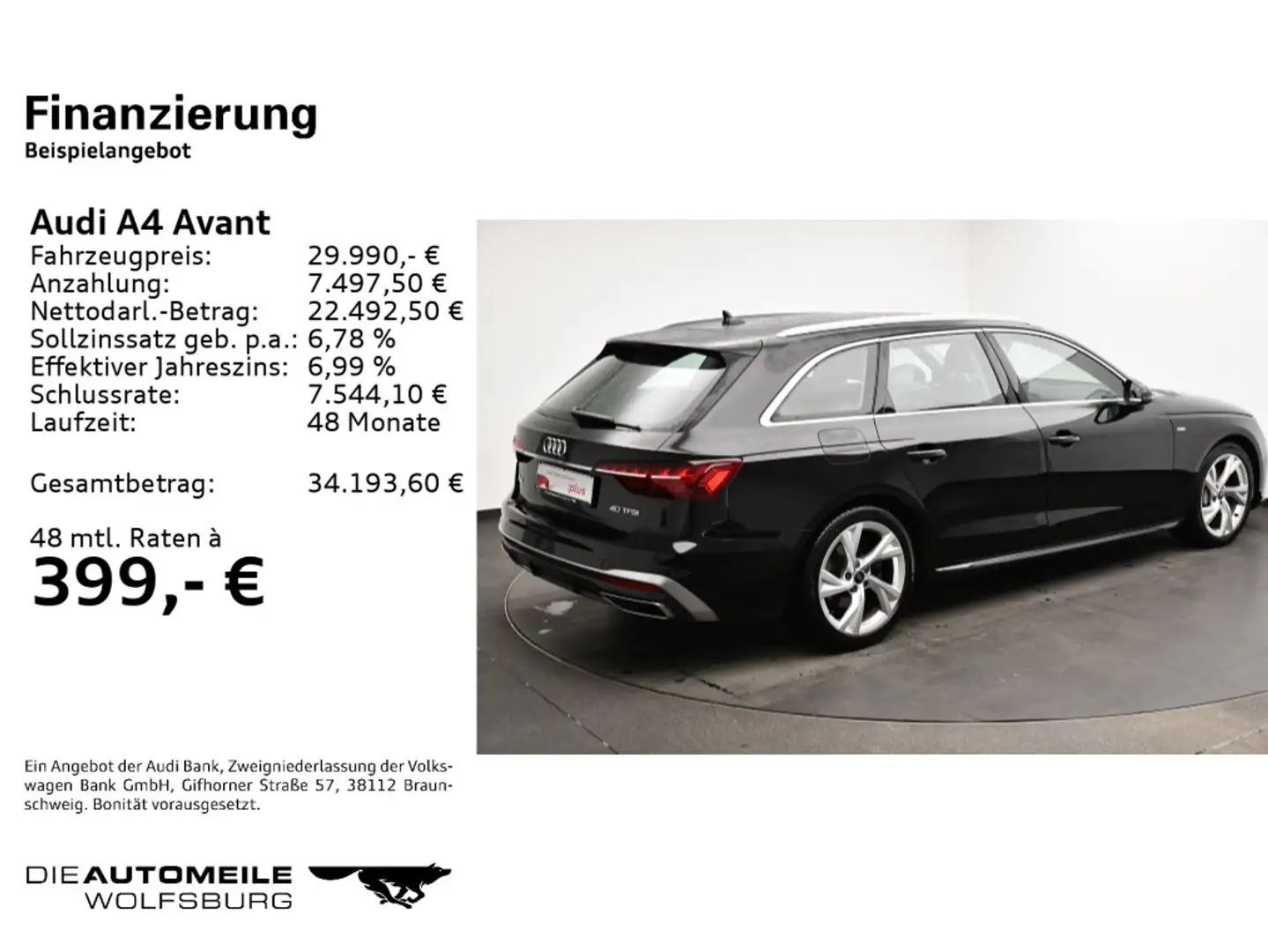 Audi A4 40TFSI S tronic S-LINE TOUR/NAVI/APS/LE Schwarz - 2