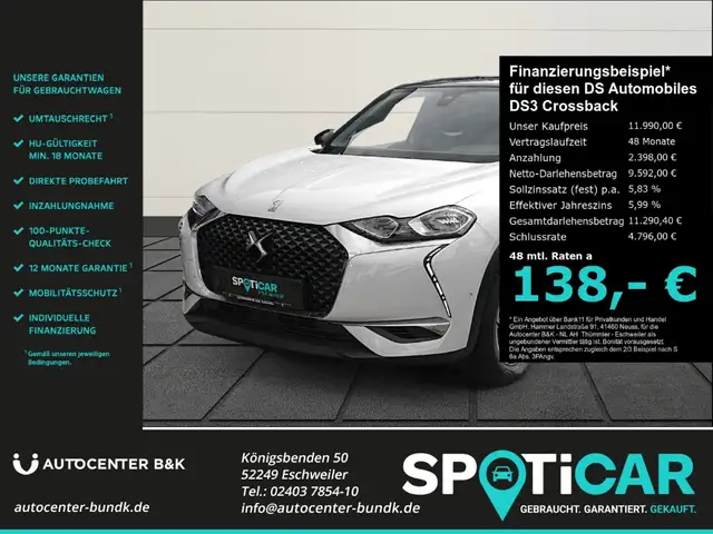 DS Automobiles DS 3 Crossback PureTech 100 SO CHIC SHZ Kamera PDC