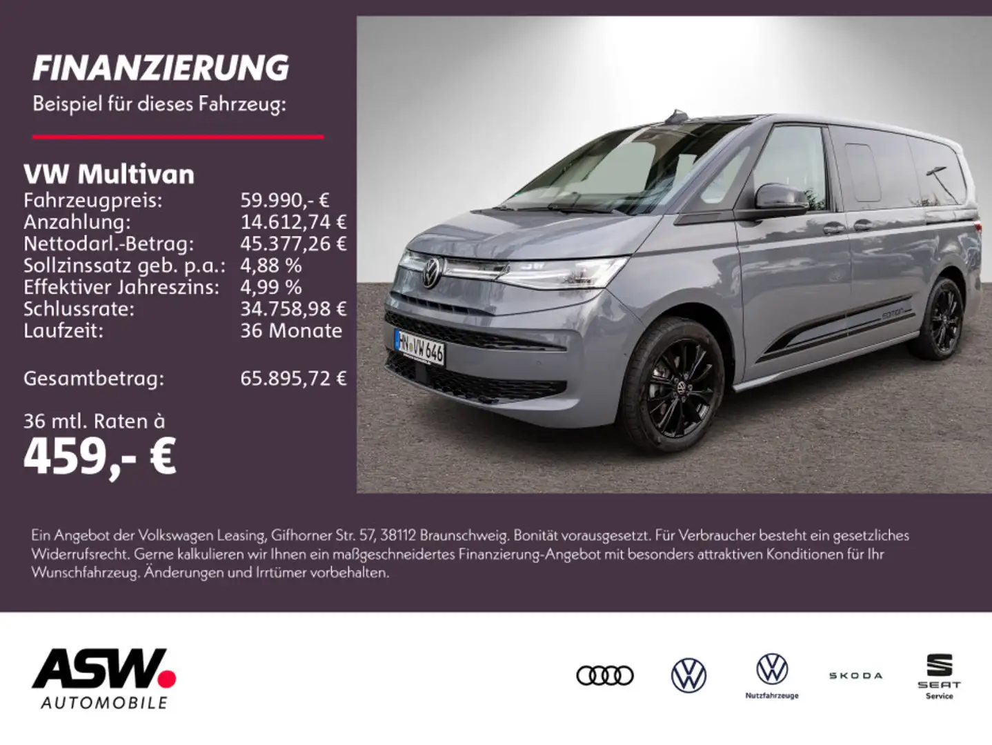Volkswagen T7 Multivan T7 Multivan Edition 2,0 TDI SCR DSG lang 7Sitze Grau - 1