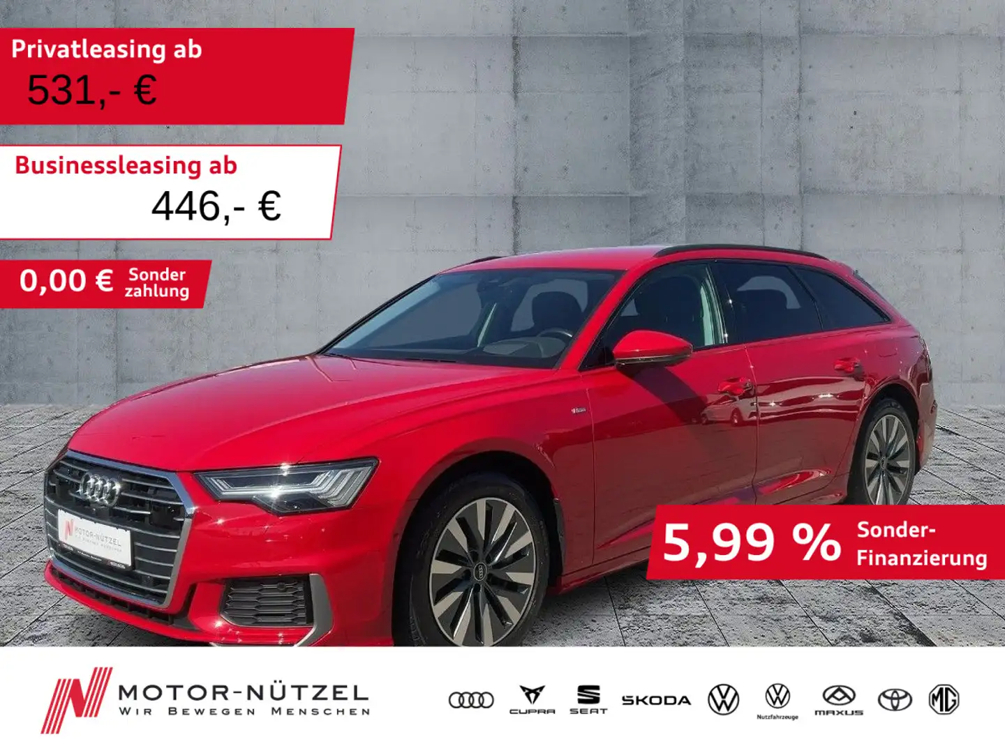 Audi A6 50 TFSI e QU S-LINE MATRIX+NAV+HuD+360° Rouge - 1