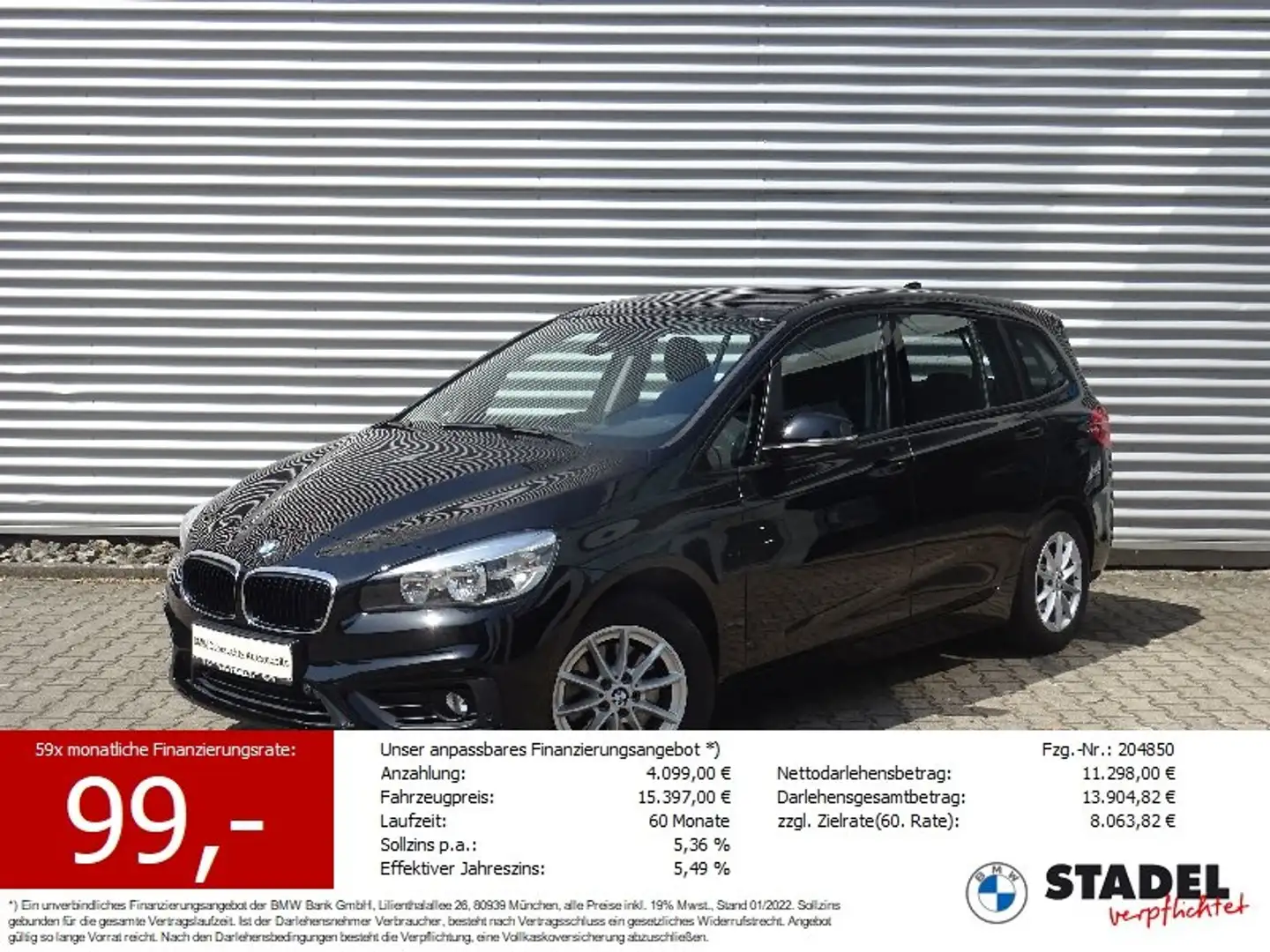 BMW 218 i Gran Tourer Advantage HiFi AHK Parkassi SH Noir - 1