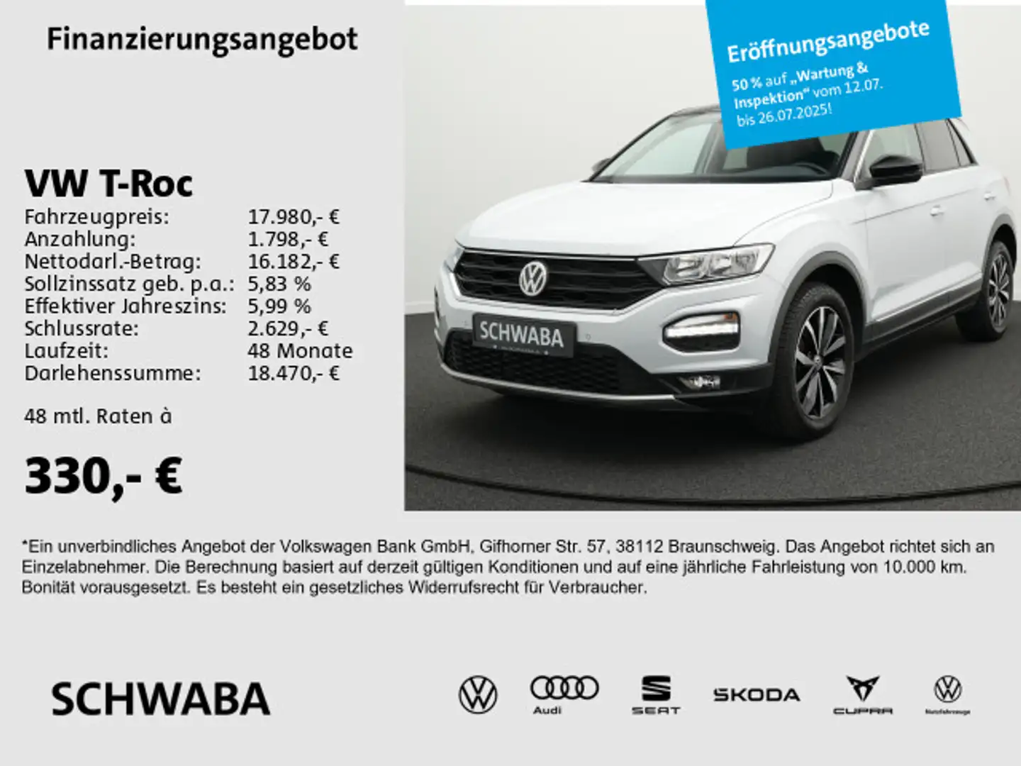 Volkswagen T-Roc Style 1,0 l TSI *ACC*AHK*NAVI*LANE*17''* Weiß - 1