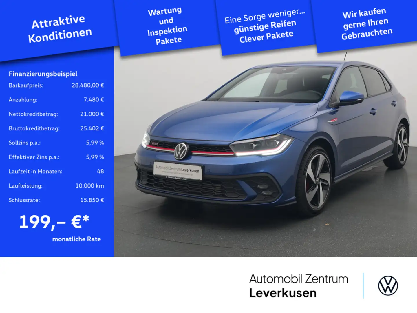 Volkswagen Polo GTI DSG ACC VIRT MATRIX SHZ PDC Blau - 1