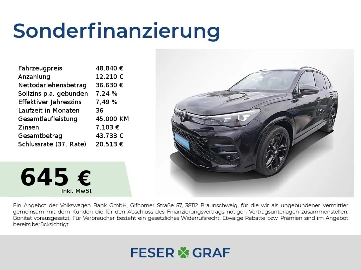 Volkswagen Tiguan 2.0 TDI 4M R-Line Black AHK Matrix Pano Schwarz - 1