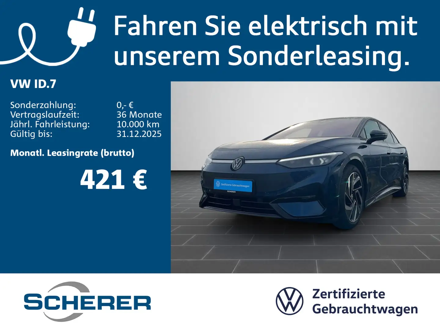 Volkswagen ID.7 Pro 77 kWh | 5J Garantie | 20" | 360° | AHK Blau - 1