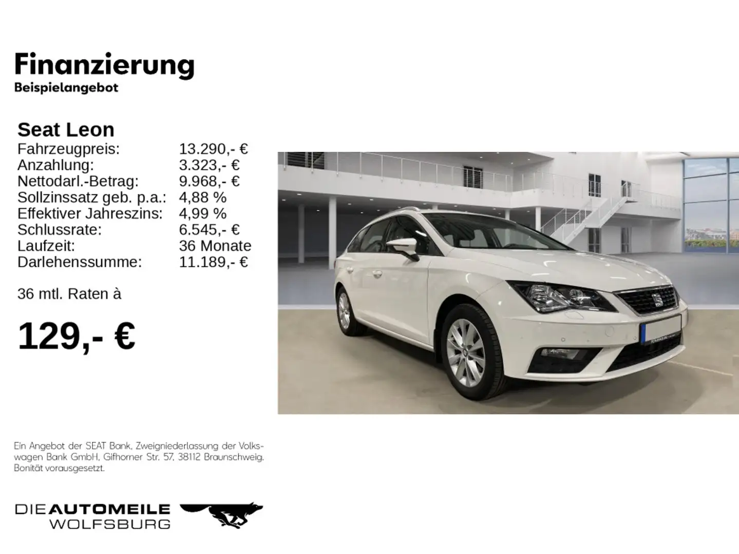 SEAT Leon ST 1.5 TGI Style CLIMATR/SITZHZ/PDC Blanc - 2