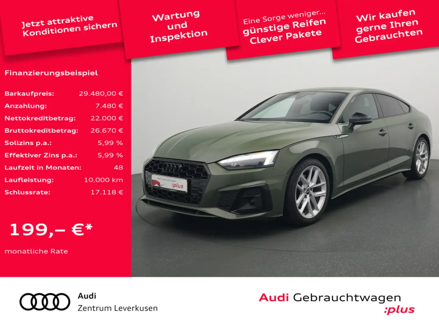 Audi A5 Sportback S line STRON AHK MATRIX ACC LEDE Vert - 1