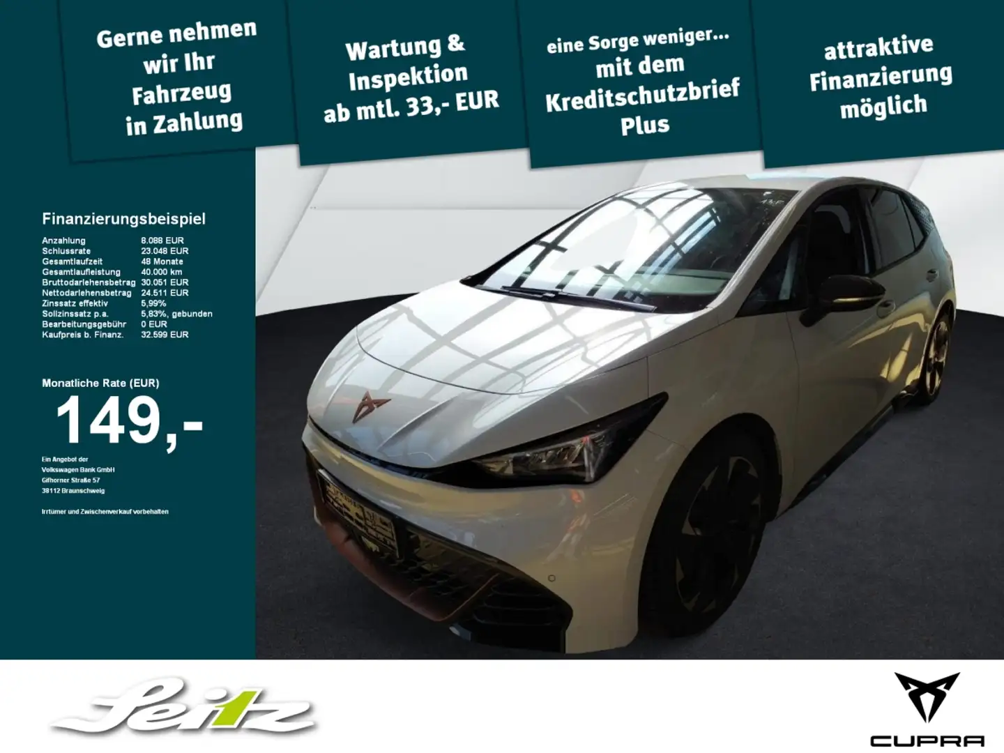 CUPRA Born *LED*NAVI*KAMERA*WÄRMEPUMPE*SITZH* Bílá - 1