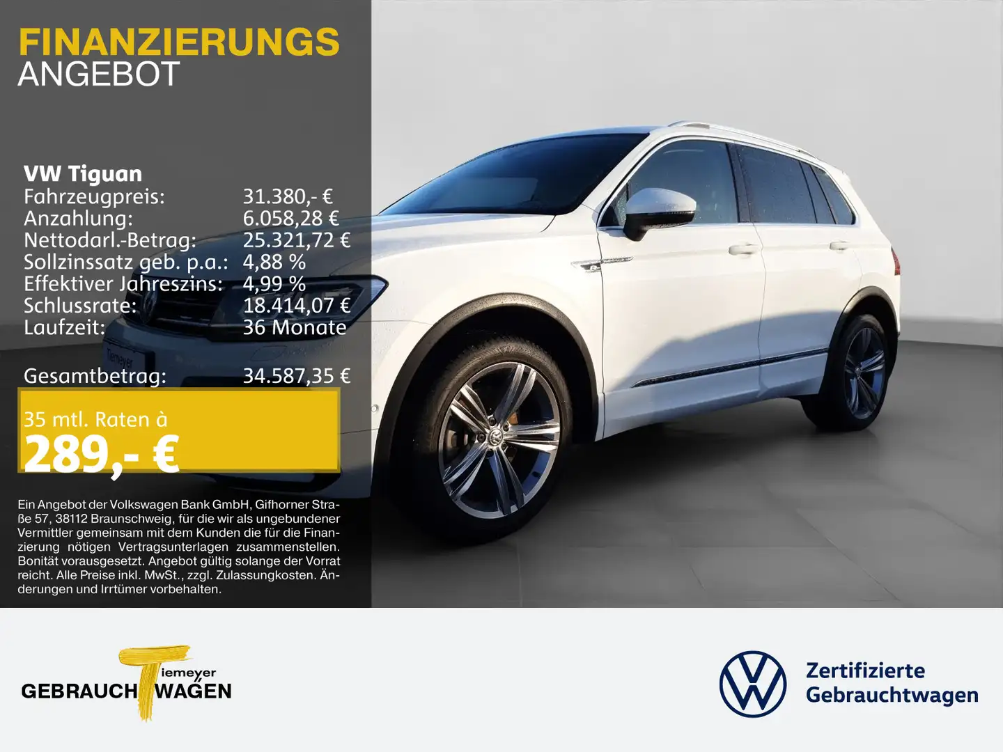 Volkswagen Tiguan 2.0 TSI DSG 4M R-LINE LM19 AHK KAMERA Weiß - 1