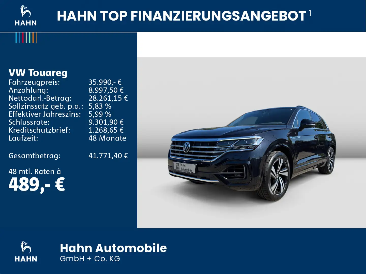 Volkswagen Touareg 3.0TDI V6 Elegance R-Line AHK Standh Pan Schwarz - 2