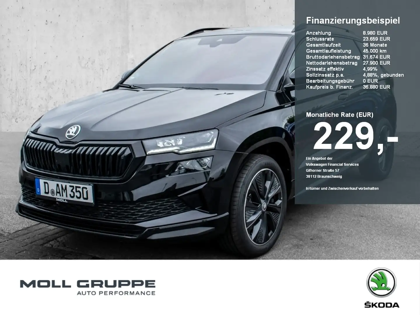 Skoda Karoq 1.5 TSI DSG Sportline AHK NAVI LED LM ACC Schwarz - 1