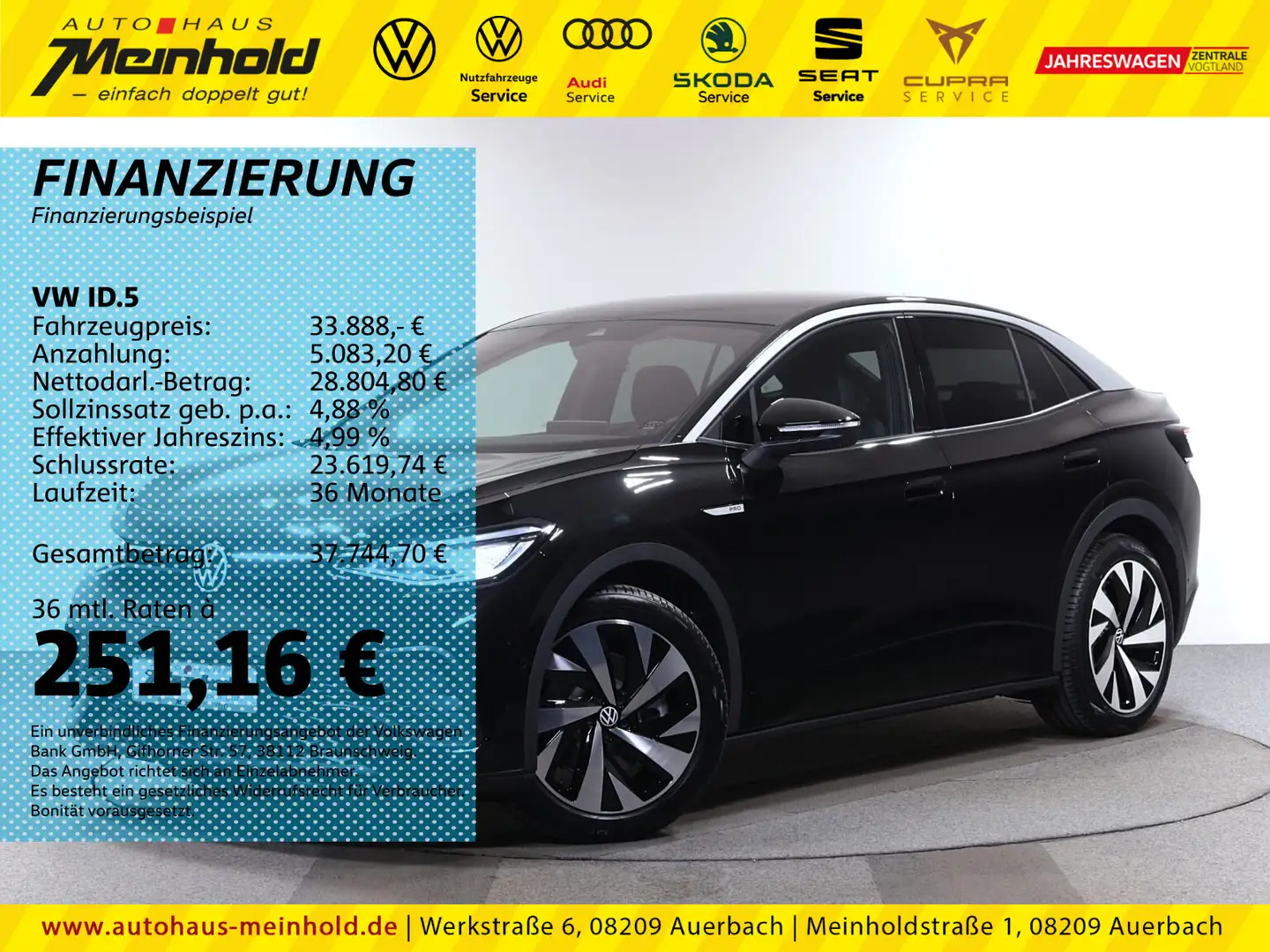 Volkswagen ID.5 Pro Performance,CCS,IQ.LIGHT,AHK,Dach,DAB+, Schwarz - 1