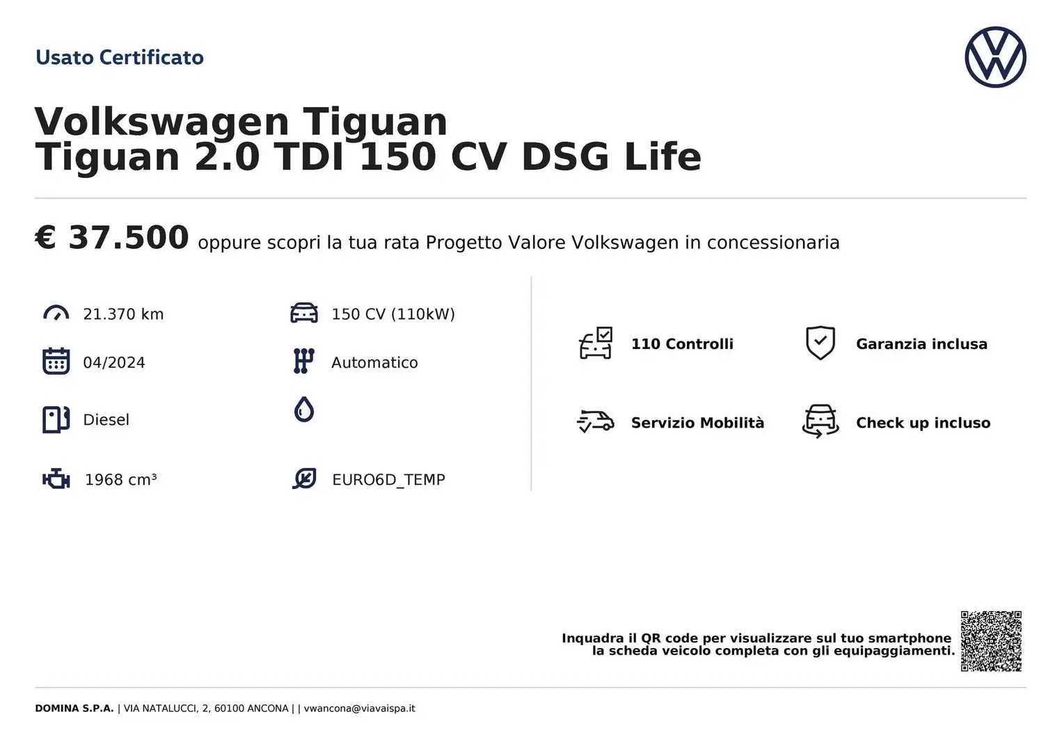 Volkswagen Tiguan 2.0 TDI 150 CV DSG Life Blu/Azzurro - 2