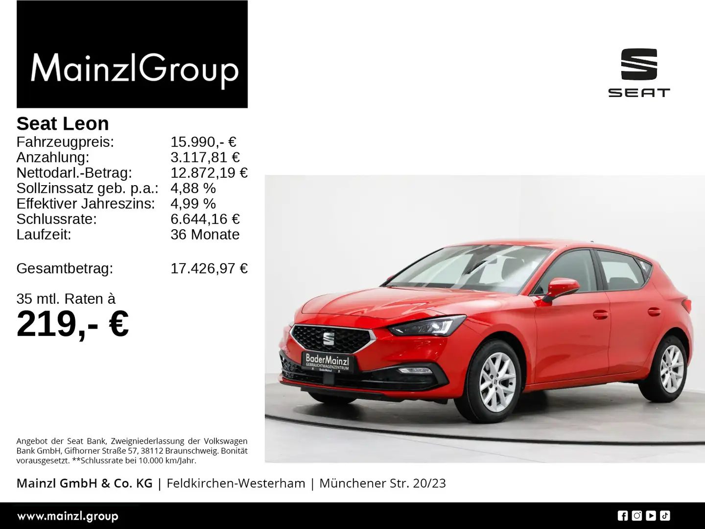 SEAT Leon 1.0 TSI Style Navi Virtual PDC LED Tempomat Rot - 1