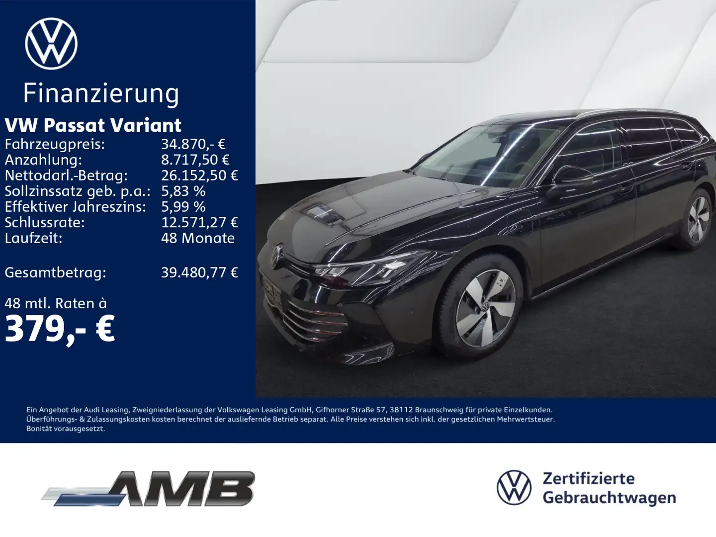 Volkswagen Passat Variant Business 1.5 eHybrid AHK/HuD/Navi Schwarz - 1