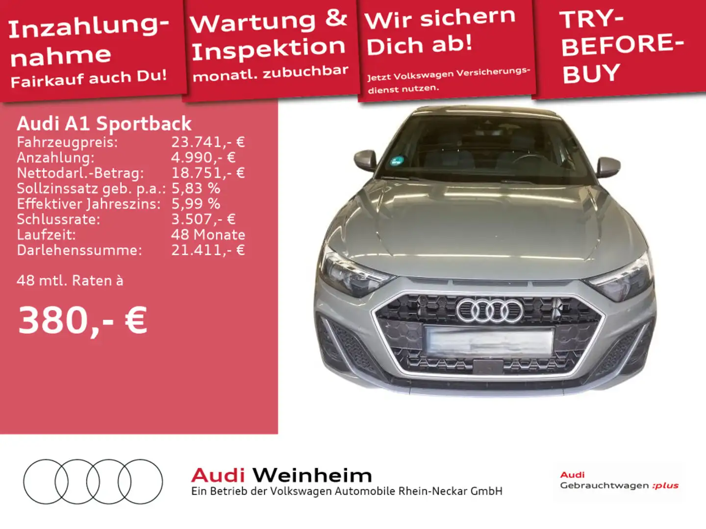 Audi A1 40 TFSI S-Line DSG LED PDC Virtual Grau - 1