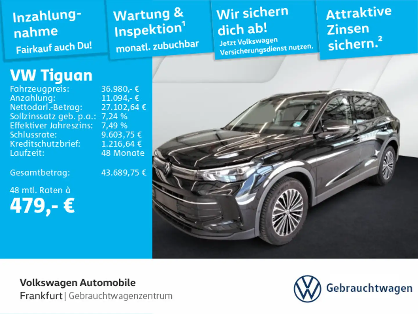 Volkswagen Tiguan 2.0 TDI DSG Goal Navi LEDPlus DAB+ FrontA Schwarz - 1