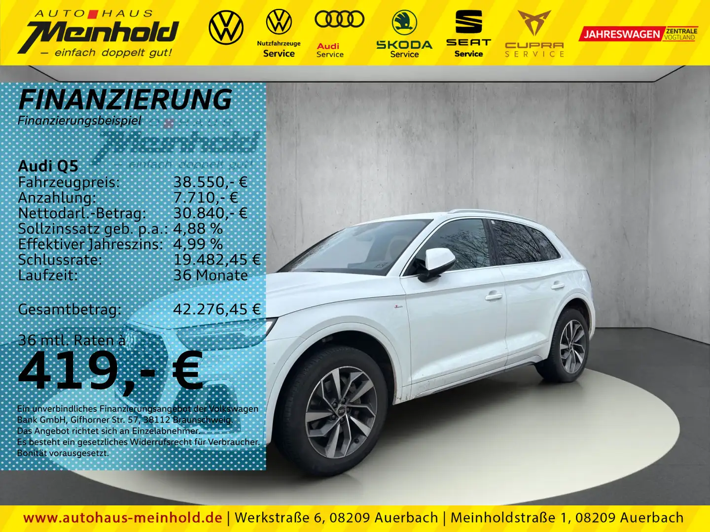 Audi Q5 40 TDI quattro S-Line, Matrix, Kamera, Kamera Weiß - 1