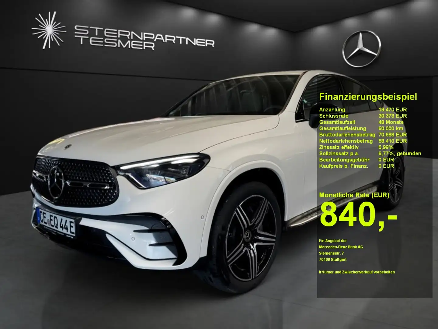 Mercedes-Benz GLC 300 d e 4MATIC Coupé +AMG+Night+MBUX+KAMERA Weiß - 1