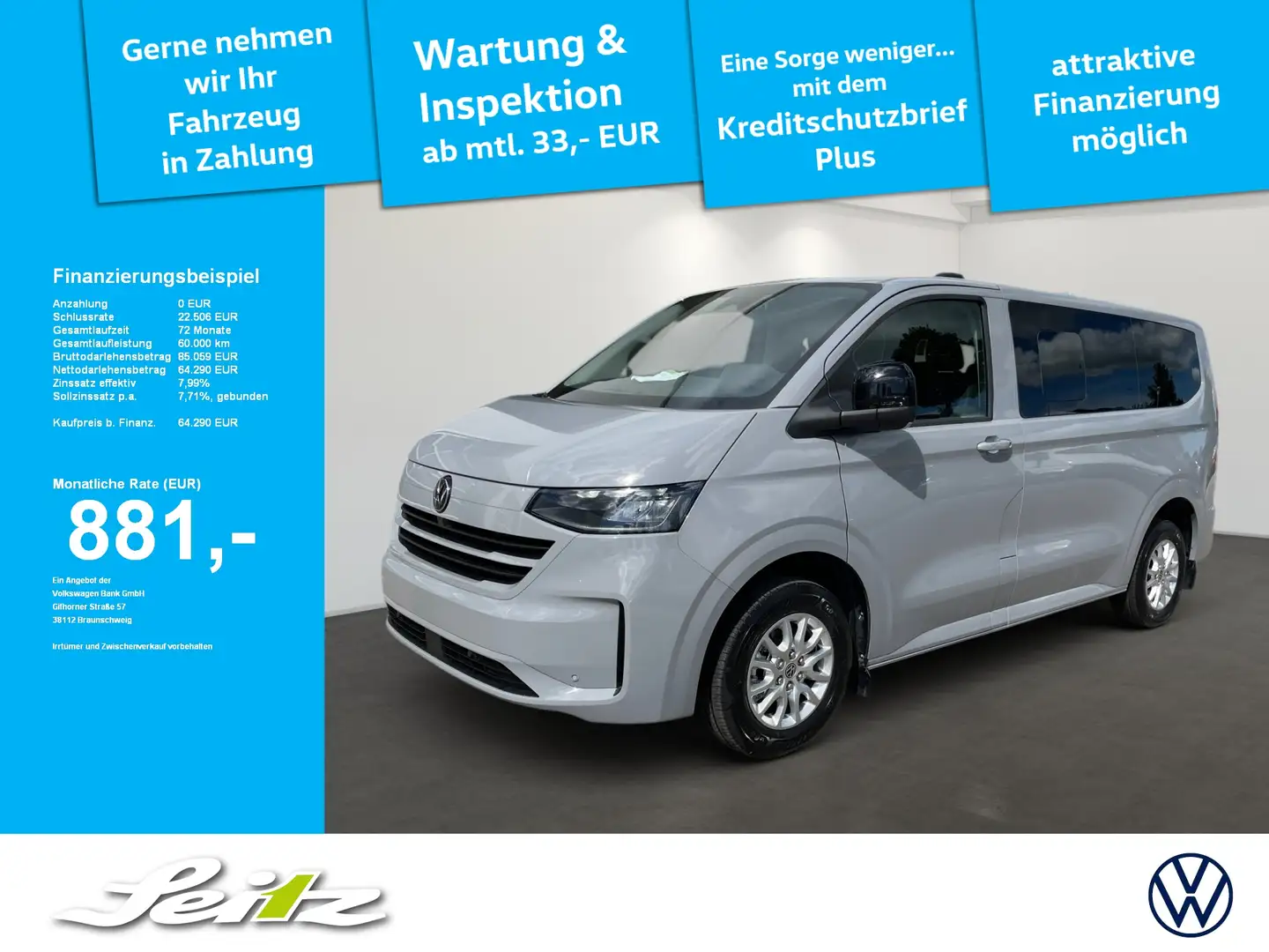Volkswagen T7 Caravelle KR e-Caravelle Life *8-SITZER*NAVI* Gri - 1