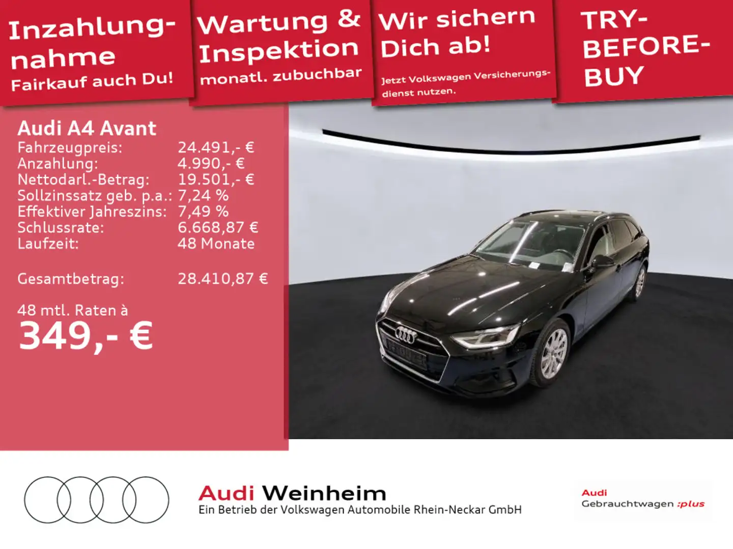 Audi A4 35 TFSI S-tronic Navi LED uvm Schwarz - 1