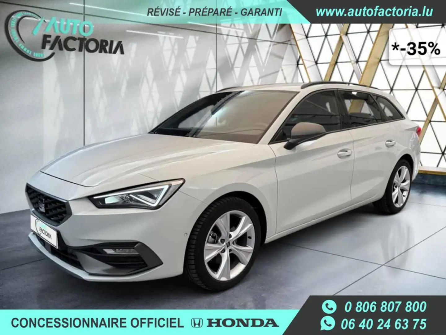 SEAT Leon Break -35% 1.5 eTSI 150cv BVA FR+GPS+CAM+Options Beige - 1